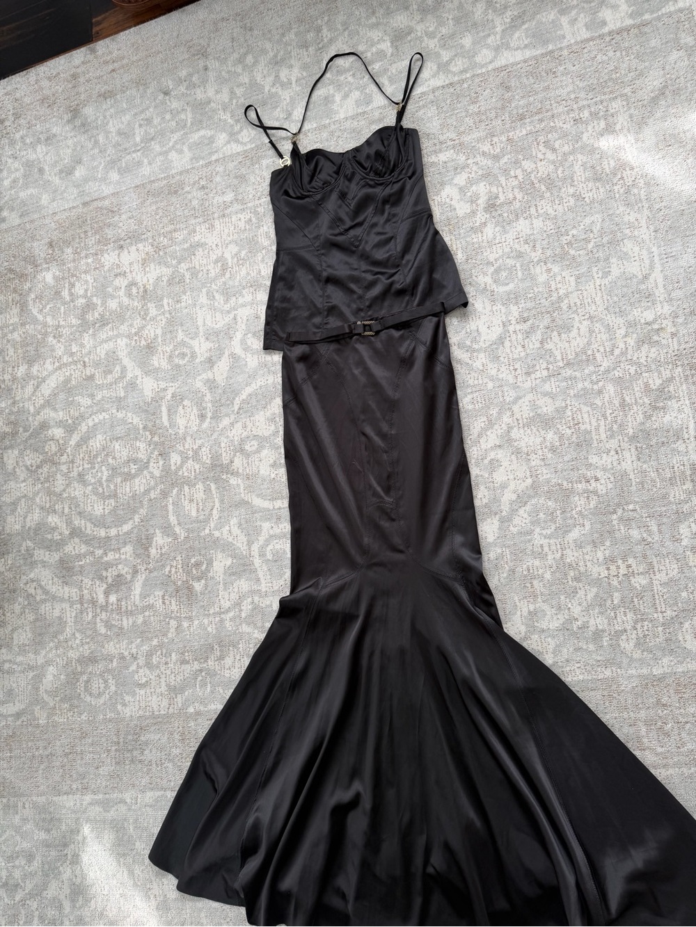 Just Cavalli Vintage Y2K Satin Corset Bustier Mermaid Maxi Skirt Set IT 44/42 - Picture 12 of 15